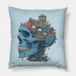 Zombie Head Anatomy - Concept Art Comic Book Style Pillow