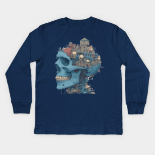 Zombie Head Anatomy - Concept Art Comic Book Style Kids Long Sleeve T-Shirt