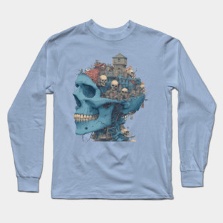 Zombie Head Anatomy - Concept Art Comic Book Style Long Sleeve T-Shirt