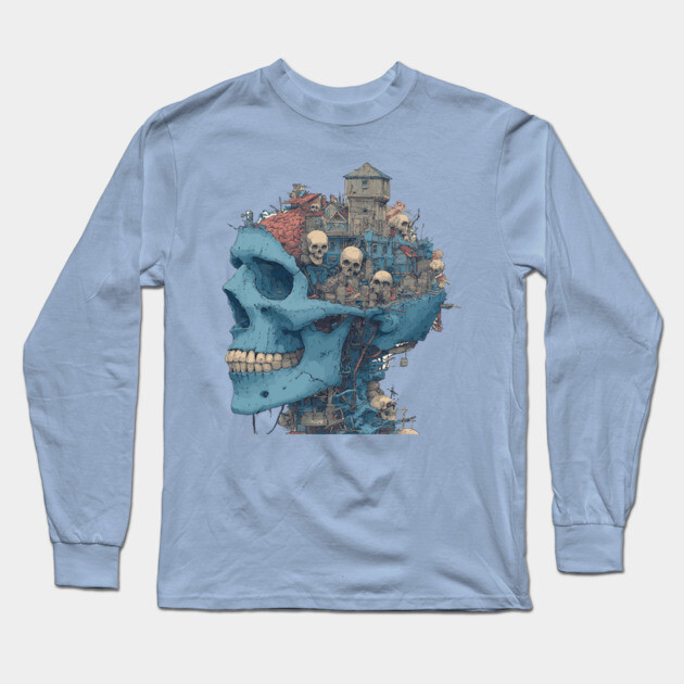 Zombie Head Anatomy - Concept Art Comic Book Style Long Sleeve T-Shirt by TuncGK