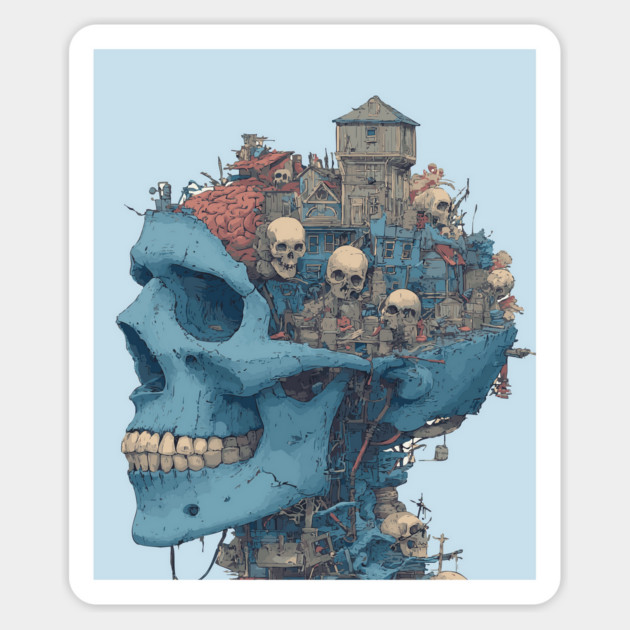 Zombie Head Anatomy - Concept Art Comic Book Style Magnet by TuncGK