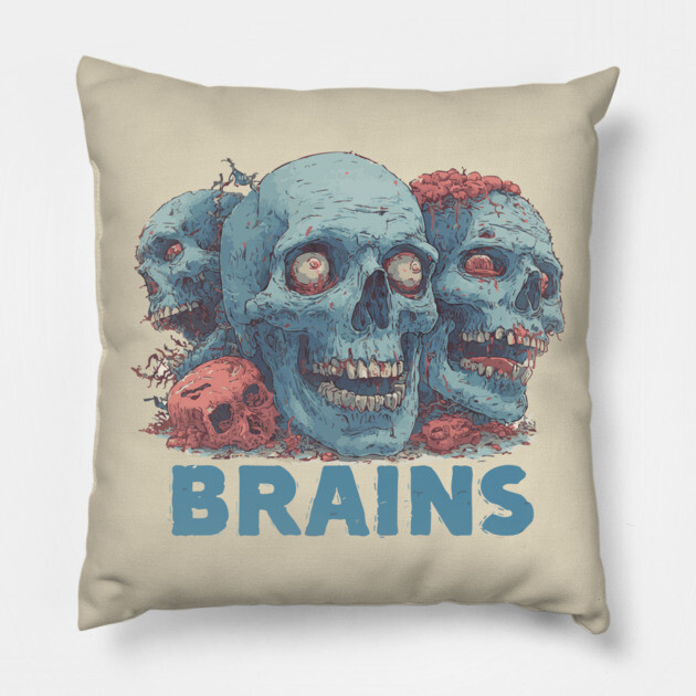 Zombie Graveyard - Spooky & Creepy Halloween Design Pillow by TuncGK
