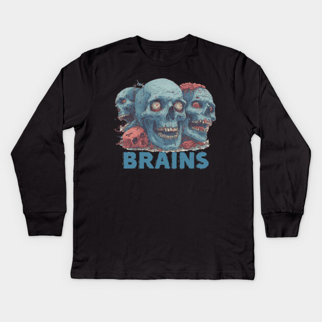 Zombie Graveyard - Spooky & Creepy Halloween Design Kids Long Sleeve T-Shirt by TuncGK