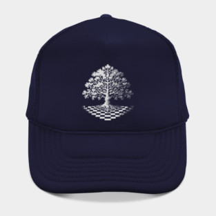 Tree of Life Emerging from Checkerboard Pattern Hat
