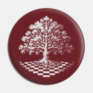 Tree of Life Emerging from Checkerboard Pattern Pin