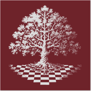Tree of Life Emerging from Checkerboard Pattern Posters and Art