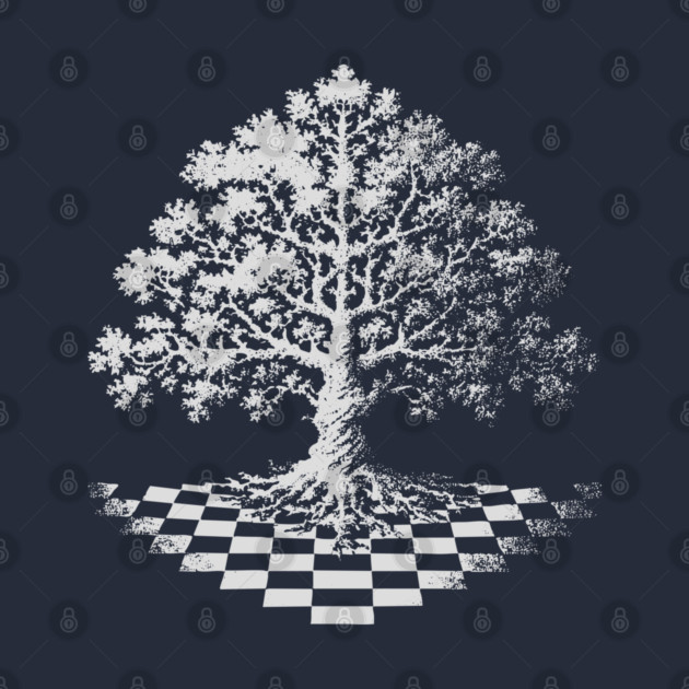 Tree of Life Emerging from Checkerboard Pattern by TuncGK