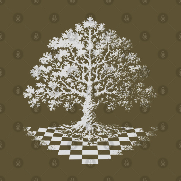 Tree of Life Emerging from Checkerboard Pattern by TuncGK