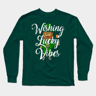 Scary Leprechaun Wishing Lucky Vibes Long Sleeve T-Shirt