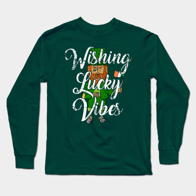 Scary Leprechaun Wishing Lucky Vibes Long Sleeve T-Shirt by belownormal