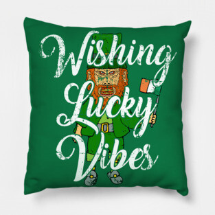 Scary Leprechaun Wishing Lucky Vibes Pillow