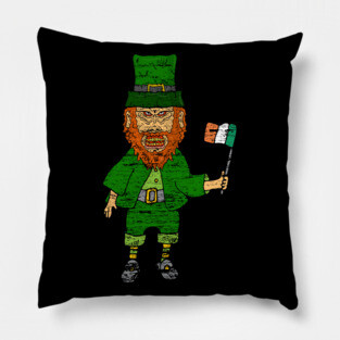 Creepy Staring Leprechaun St Paddys Day Pillow