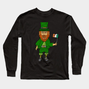 Creepy Staring Leprechaun St Paddys Day Long Sleeve T-Shirt