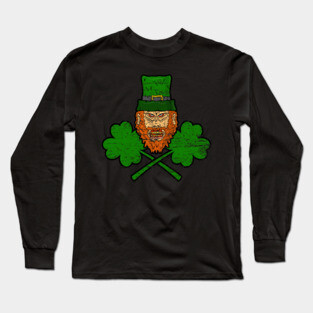 Evil Leprechaun Four Leaf Clover Long Sleeve T-Shirt