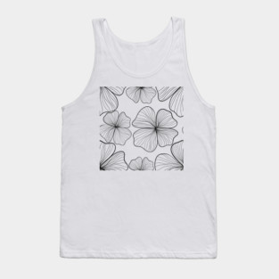 Seamless floral pattern with white hibiscus flowers and green leaves, a beautiful vintage vector illustration for textile design or nature-inspired wallpaper Tank Top