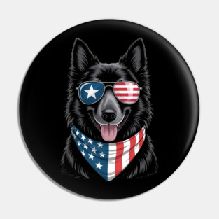 Belgian Sheepdog Dog 4th Of July American Independence Day Pin