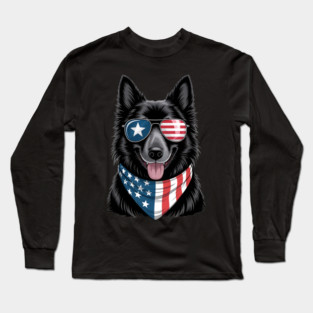 Belgian Sheepdog Dog 4th Of July American Independence Day Long Sleeve T-Shirt