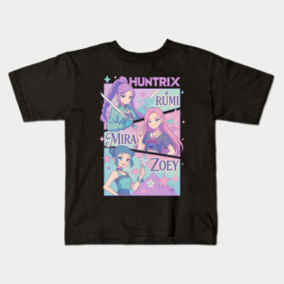Huntrix Girls Kpop Demon Hunter Rumi Mira Zoey Retro Kids T-Shirt