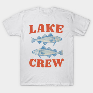 Lake Crew Funny Fishing Retro Two Fish Design T-Shirt