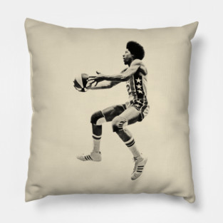 Vintage Julius Erving Basketball Black Pillow