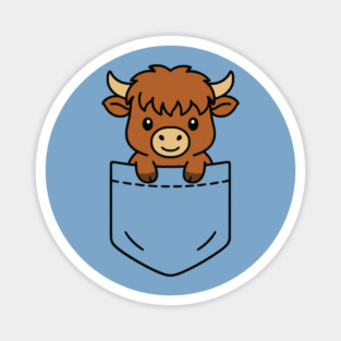 Cute Highland Cow Pocket Pal Funny Baby Highland Cow Farm Magnet