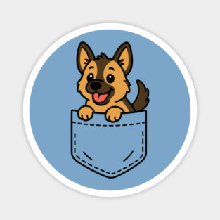 Cute German Shepherd Puppy Pocket Pal Funny GSD Puppy Magnet