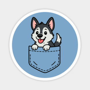 Cute Husky Puppy Pocket Pal Funny Husky Dog Lover Art Magnet