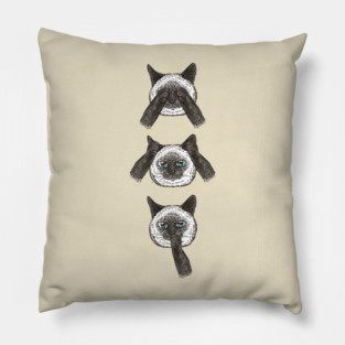 No Evil Siamese Cat Pillow
