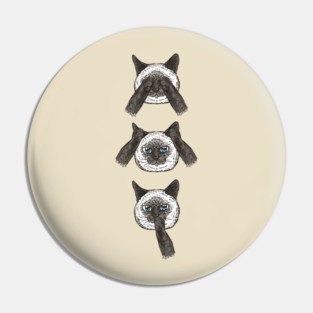 No Evil Siamese Cat Pin