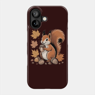 Cute Autumn Squirrel with Acorns and Fall Leaves Phone Case