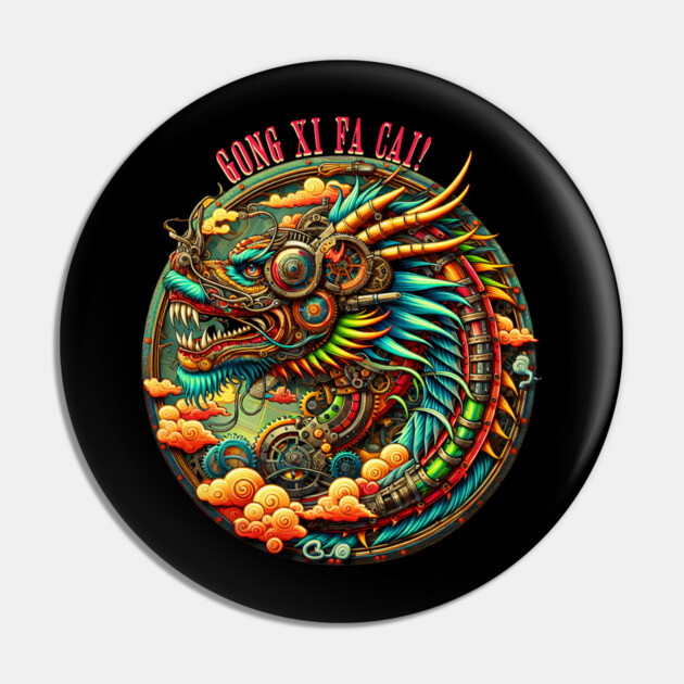 Steampunk Chinese New Year Dragon Pin by HolidayBug