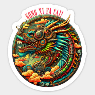 Steampunk Chinese New Year Dragon Sticker