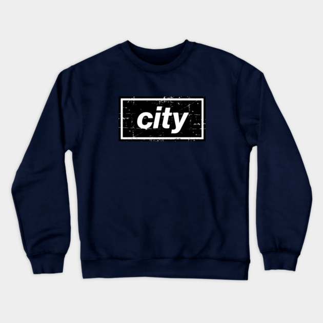 The Black City Football Oasis Indie Music Manchester Crewneck Sweatshirt by Butter Creative
