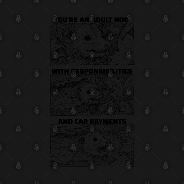 Funny Possum: You're An Adult Now With Responsibilities and Car Payments by Luxinda