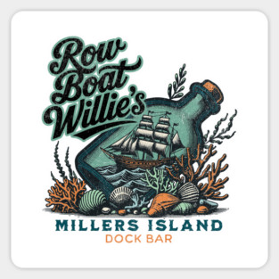 Row Boat Willies Dock Bar Millers Island Sparrows Point Inlet Glass in a Bottle Magnet
