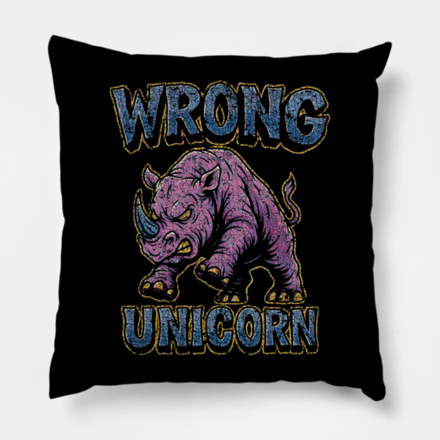 Angry Pink Rhino Pillow by Wrongteeshirt