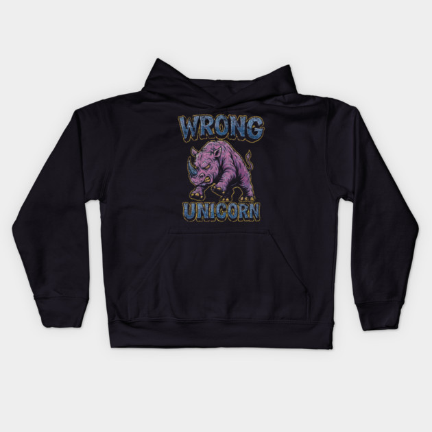 Angry Pink Rhino Kids Hoodie by Wrongteeshirt