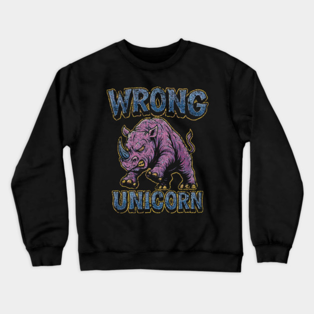 Angry Pink Rhino Crewneck Sweatshirt by Wrongteeshirt