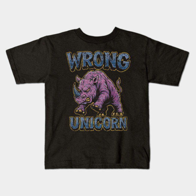 Angry Pink Rhino Kids T-Shirt by Wrongteeshirt
