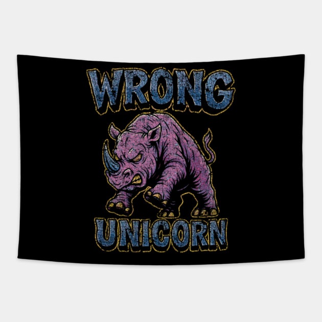 Angry Pink Rhino Tapestry by Wrongteeshirt