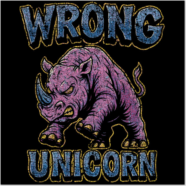 Angry Pink Rhino Wall Art by Wrongteeshirt