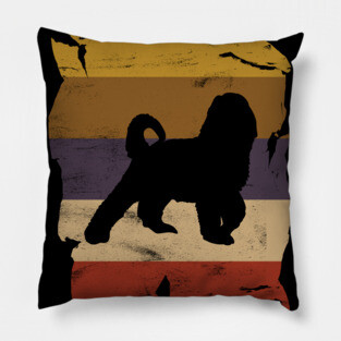 Bernedoodle Distressed Vintage Retro Silhouette Pillow
