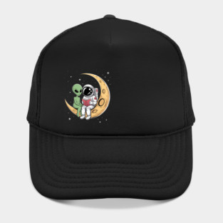 Astronaut With Alien On Moon Space Lover Astro Hat