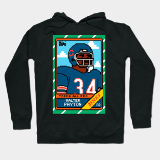 Walter Payton Retro Card in 8-Bit Pixel Art Style Hoodie