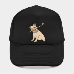 Vintage Pug and Golf Club Illustration – Funny Dog Art for Pet & Golf Lovers Hat
