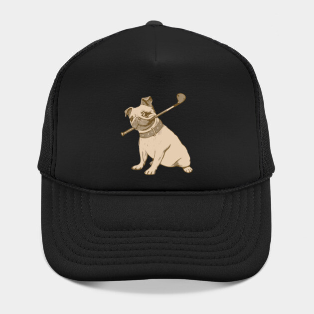 Vintage Pug and Golf Club Illustration – Funny Dog Art for Pet & Golf Lovers by DonWillisJrArt