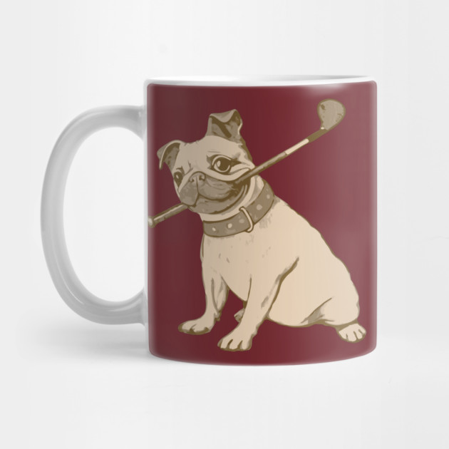 Vintage Pug and Golf Club Illustration – Funny Dog Art for Pet & Golf Lovers by DonWillisJrArt