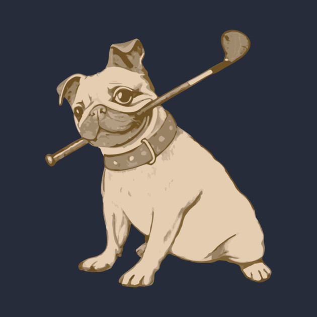 Vintage Pug and Golf Club Illustration – Funny Dog Art for Pet & Golf Lovers by DonWillisJrArt