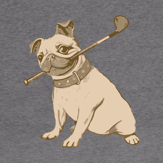 Vintage Pug and Golf Club Illustration – Funny Dog Art for Pet & Golf Lovers by DonWillisJrArt