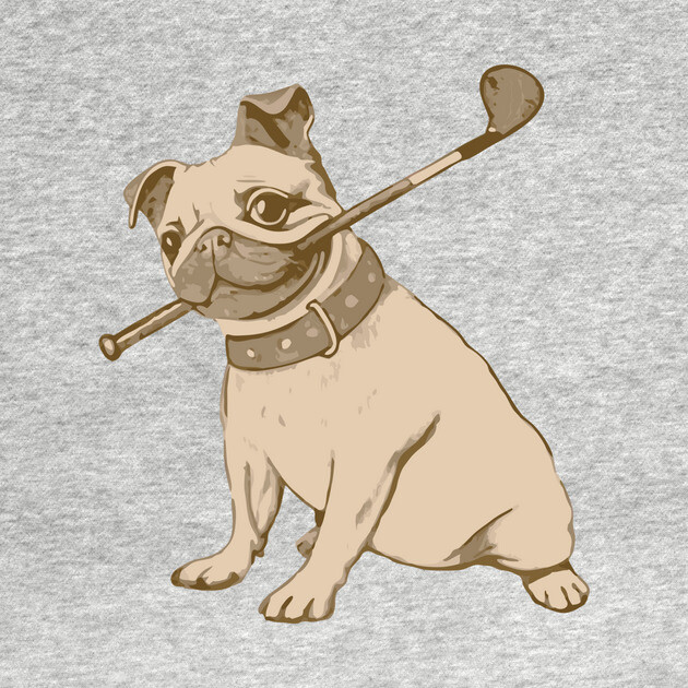 Vintage Pug and Golf Club Illustration – Funny Dog Art for Pet & Golf Lovers by DonWillisJrArt